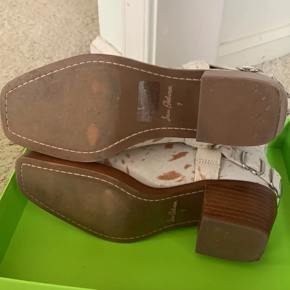 Sam Edelman White and Light Brown Speckled Ankle Booties - Picture 4 of 4